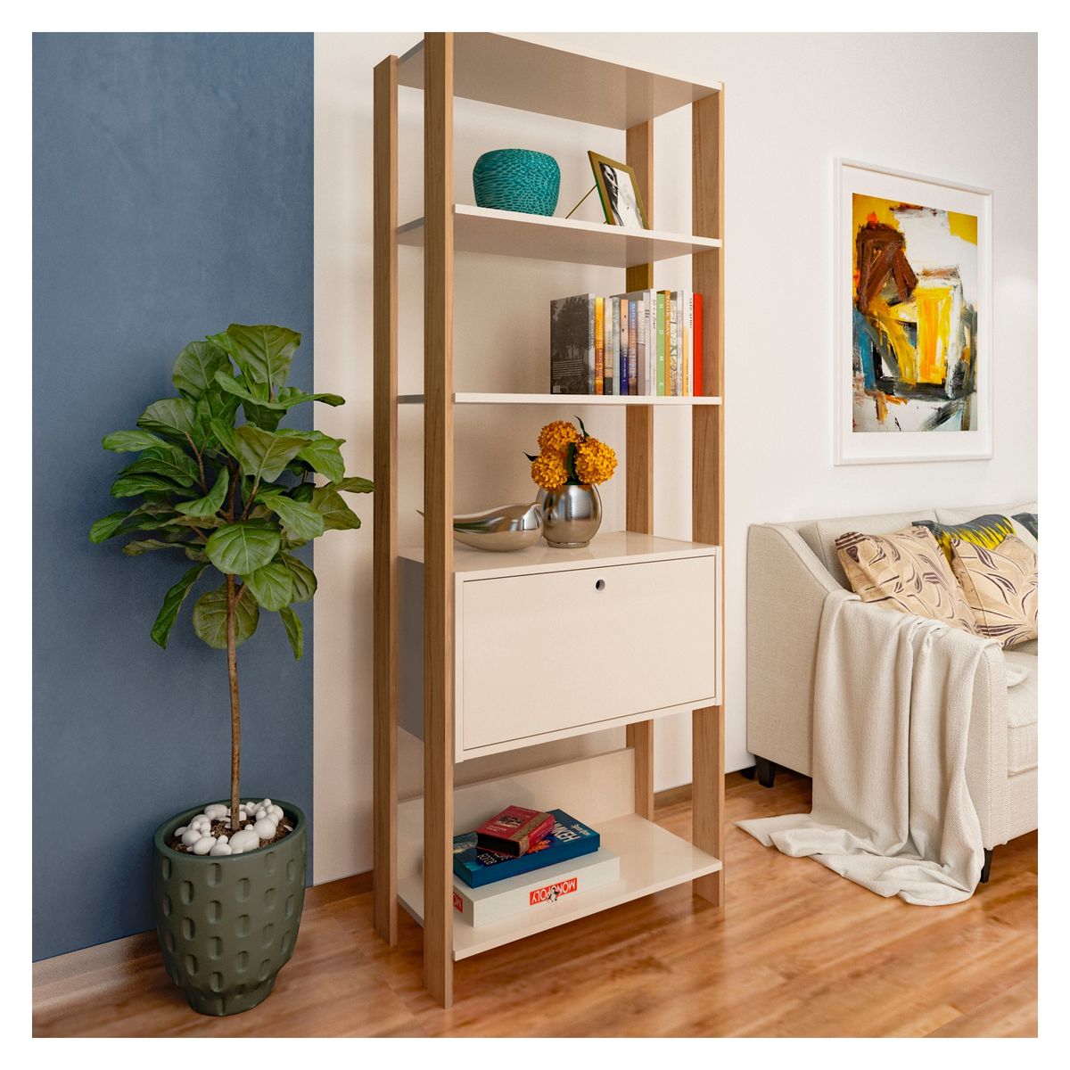 RODLER - Estante Alfa Beige y Café Oscuro