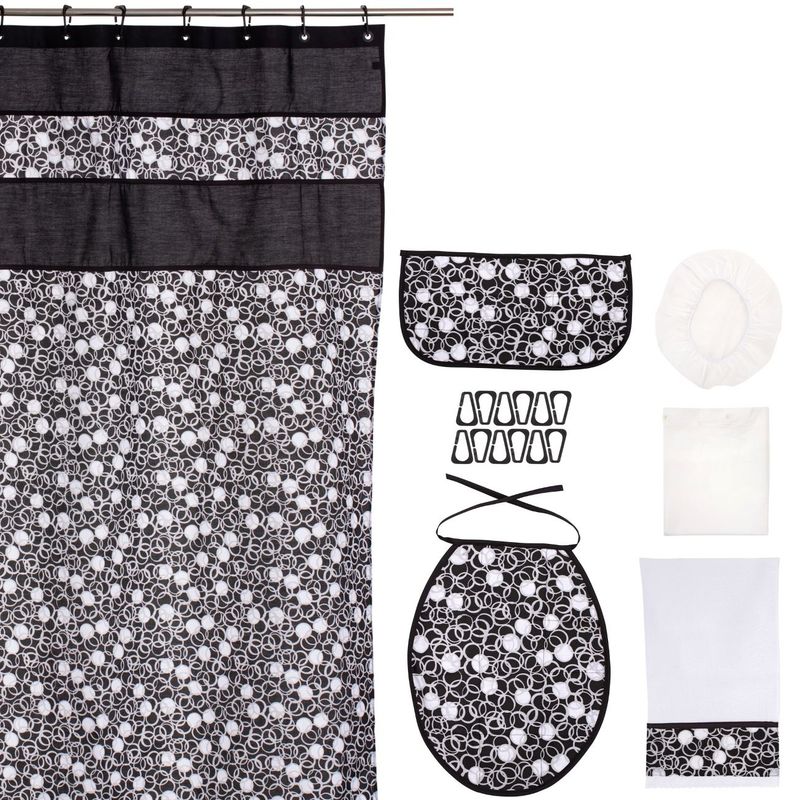 GENTILE - Set Baño  7 piezas negro circulos grises