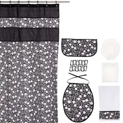 GENTILE - Set Baño 7 piezas negro circulos grises