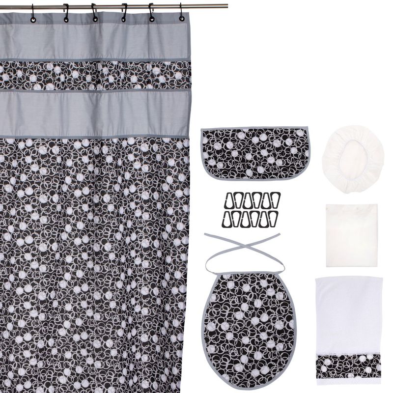 GENTILE - Set Baño  7 piezas gris  circulos grises