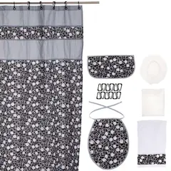 GENTILE - Set Baño 7 piezas gris circulos grises