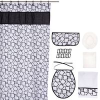 Cortina y Set Baño 7 piezas cadenas negras