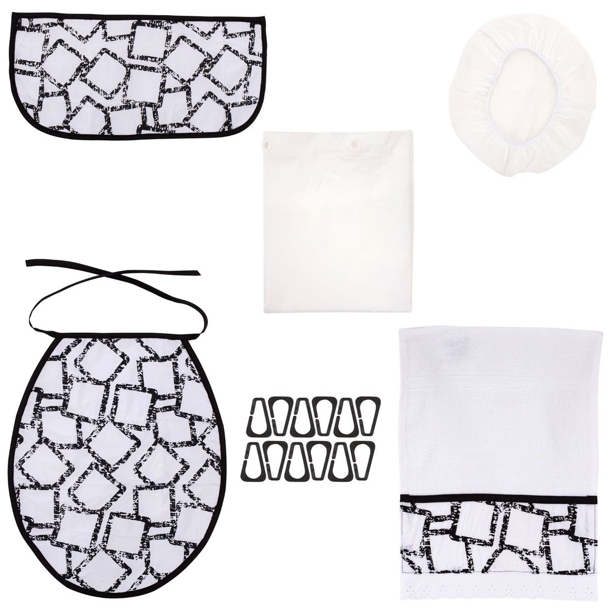 GENTILE - Cortina y Set Baño 7 piezas cadenas negras