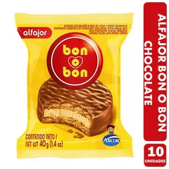 ARCOR - Alfajor Bon O Bon Sabor Clásico (Pack De 10 Unidades).