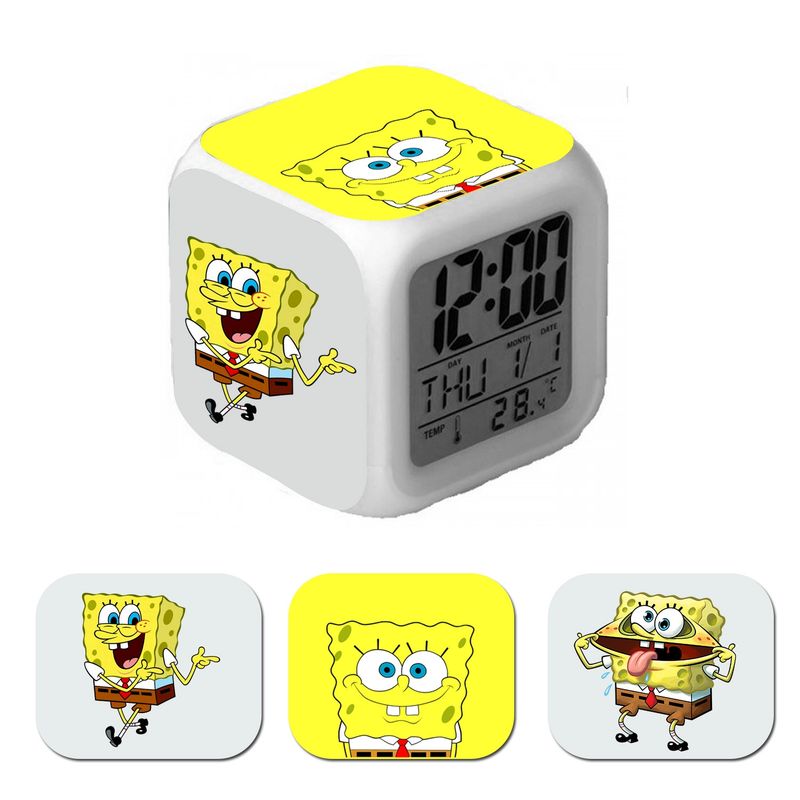 GENERICO - Reloj Cubo  Led Bob Esponja Despertador