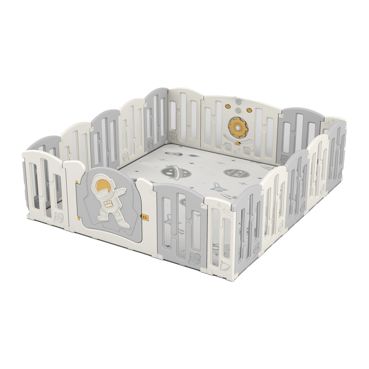 BABYLUNA - Corral de juego para bebés Gris SpaceMan 12 piezas