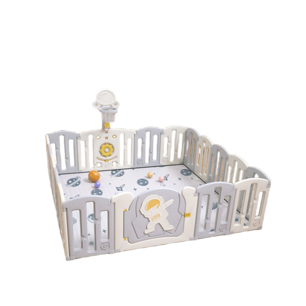 BABYLUNA - Corral de juego para bebés Gris SpaceMan 18 piezas.