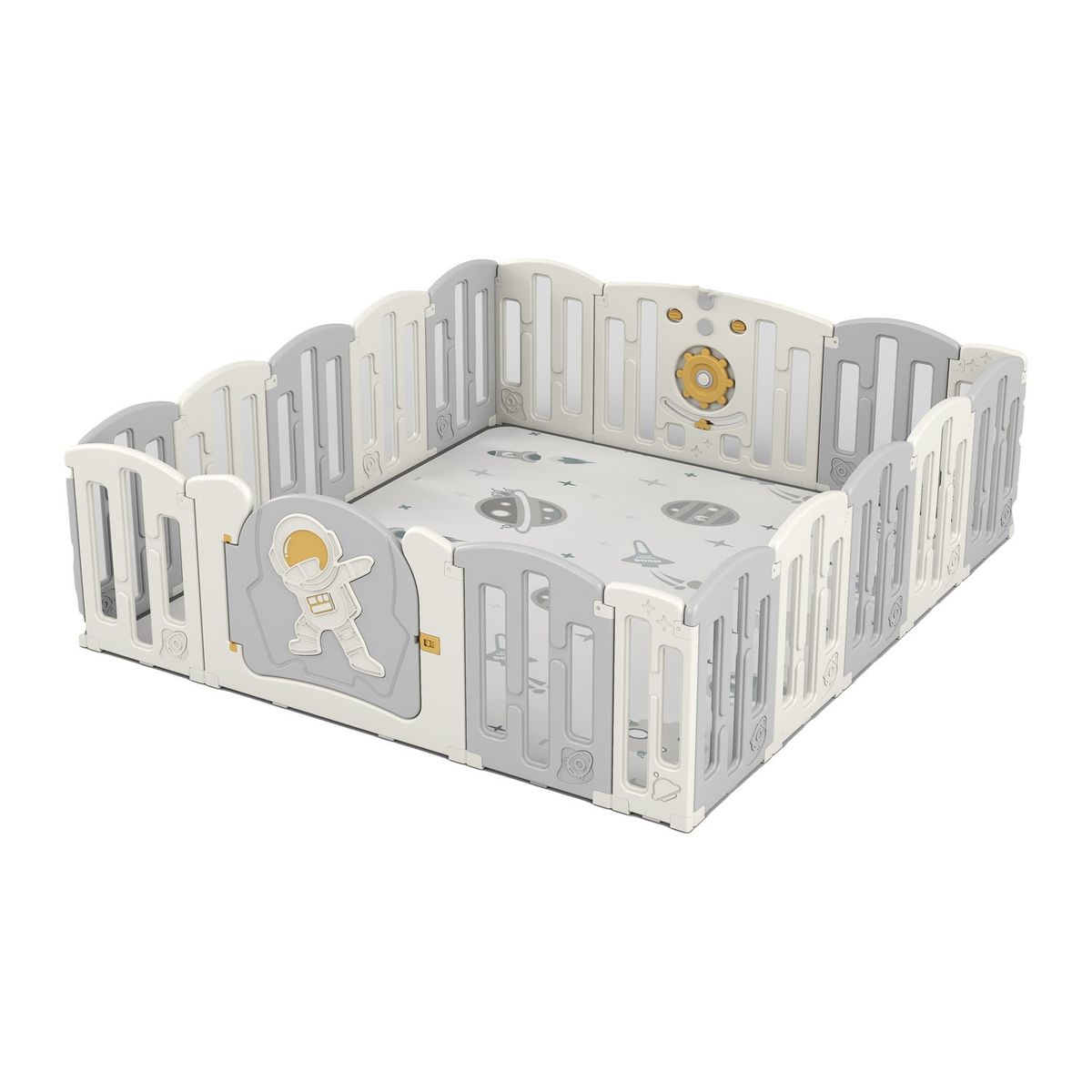 BABYLUNA - Corral de juego para bebés Gris SpaceMan 18 piezas.