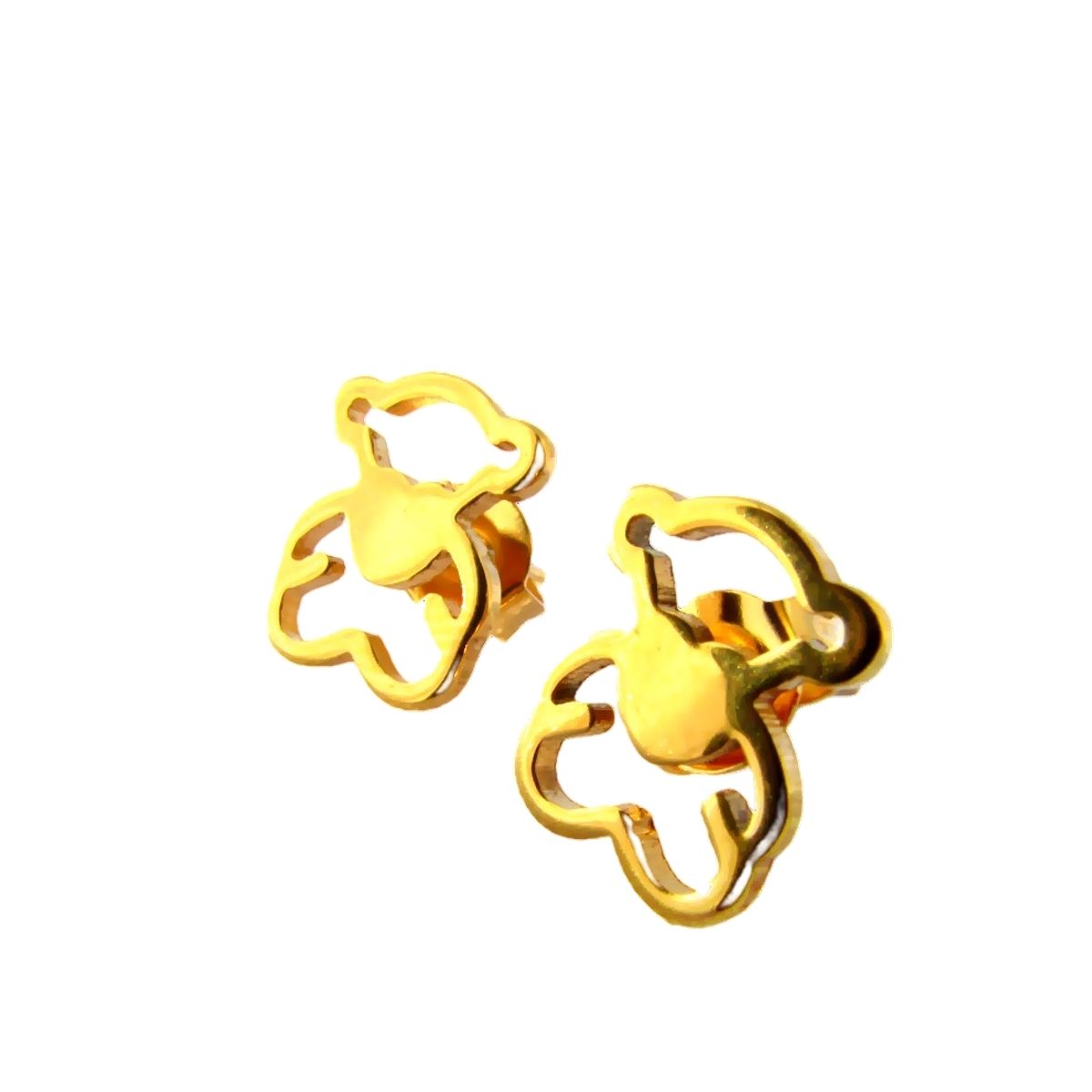 LUXURYJOYAS - Aros Exclusivos Oso Corazón Baño De Oro 18kt Osito Corazón