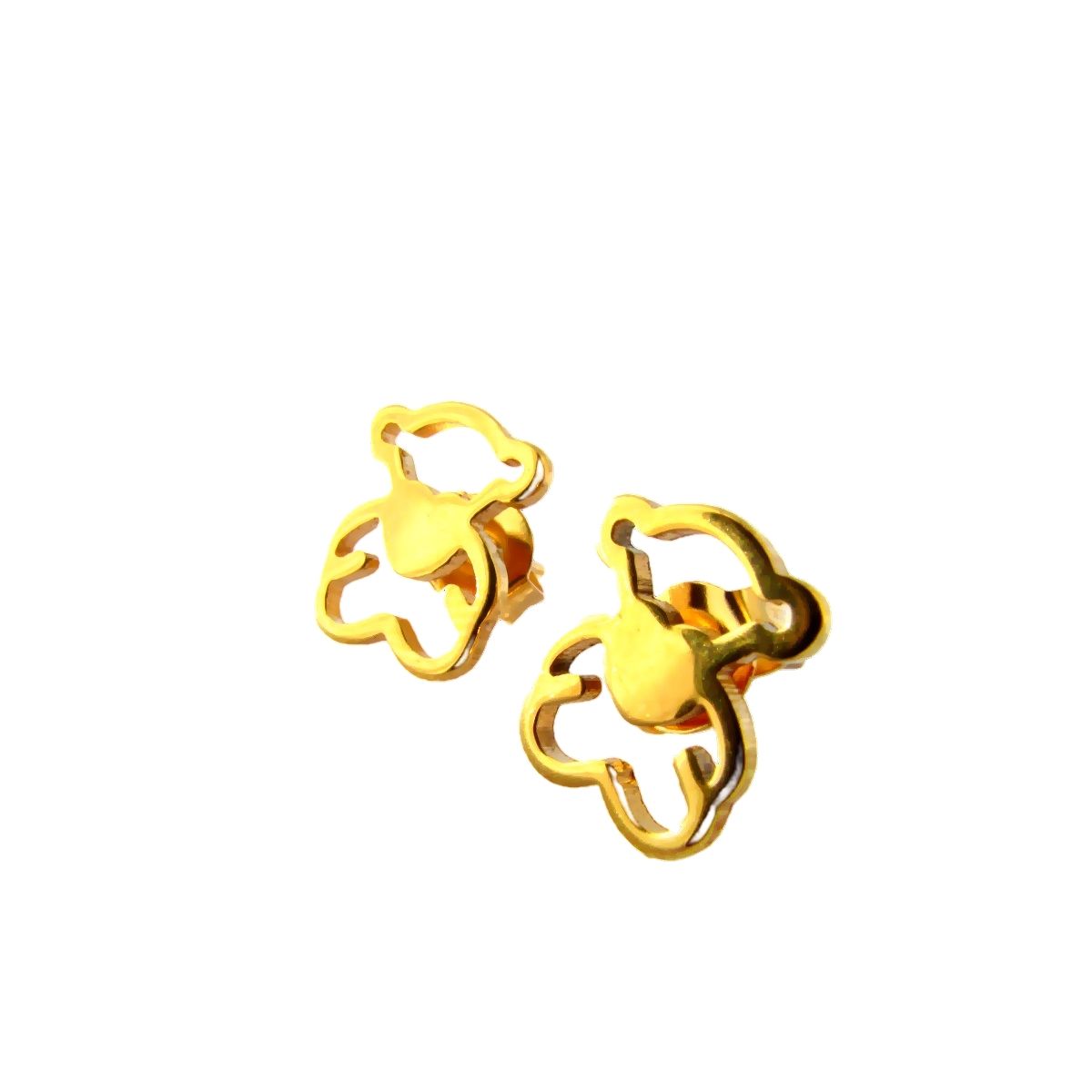 LUXURYJOYAS - Aros Exclusivos Oso Corazón Baño De Oro 18kt Osito Corazón