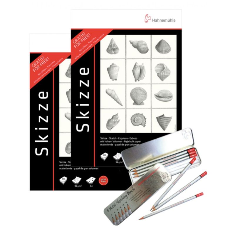 HAHNEMUHLE - 2 Block de Dibujo Hahnemuhle con Set de Grafito de Regalos