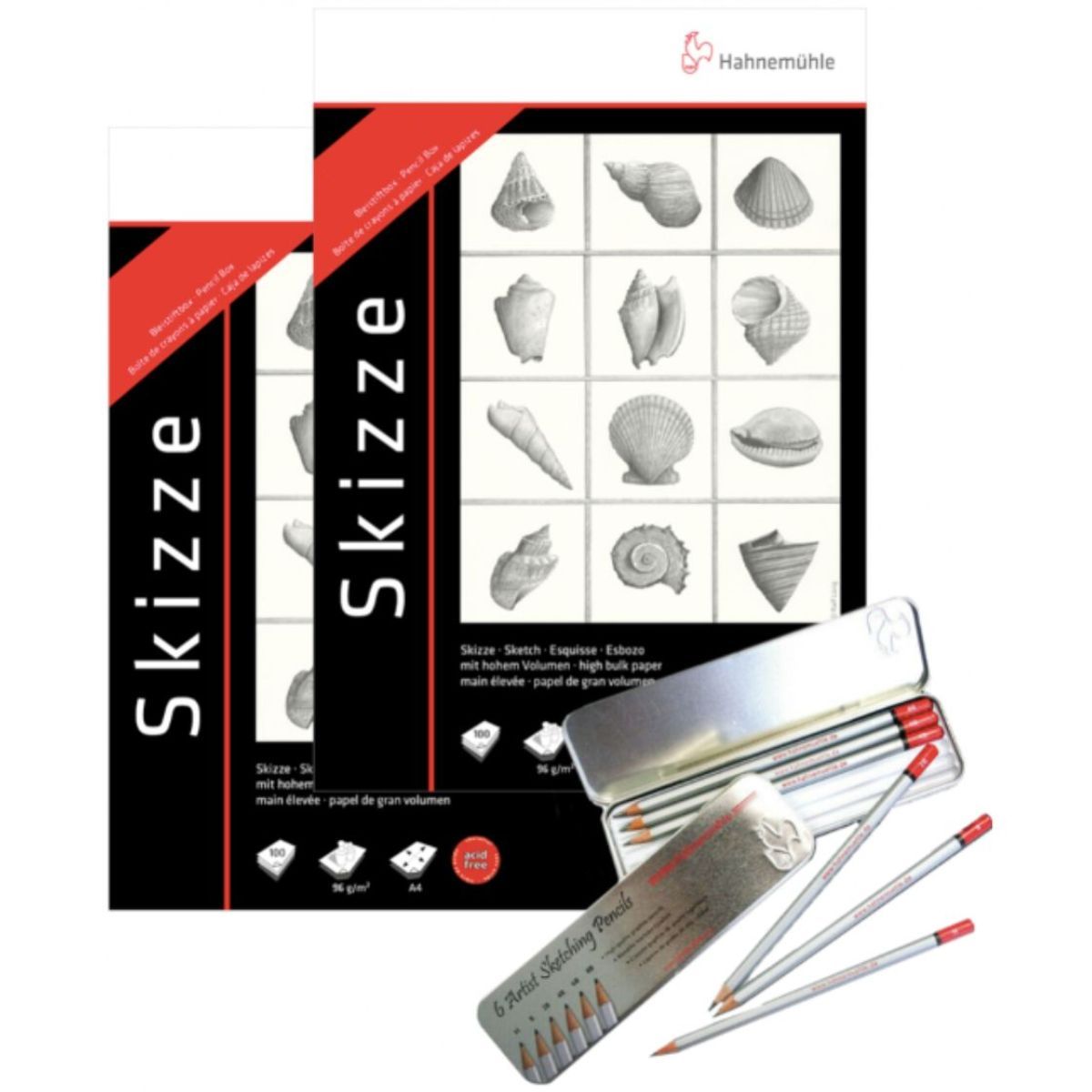 HAHNEMUHLE - 2 Block de Dibujo Hahnemuhle con Set de Grafito de Regalos