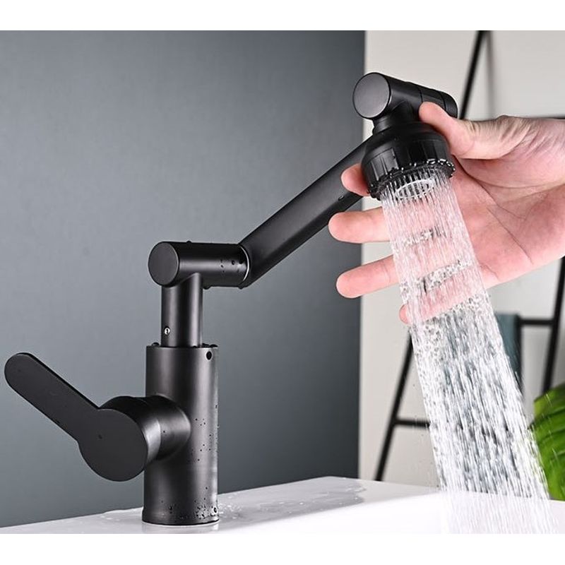 MODERN SPACE - Llave Monomando Móvil Para Vanitorio Negro Mate