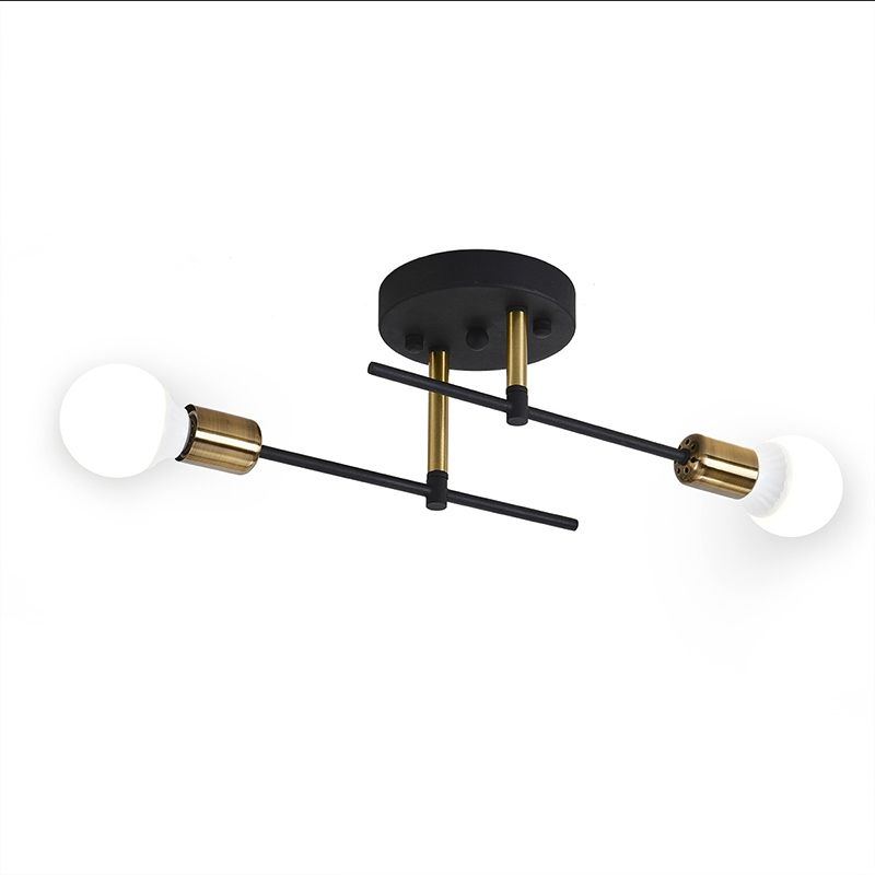 PUREPOWER - Lámpara De Techo LED Para Sala De Estar Nórdica  -Negro Y Dorado.