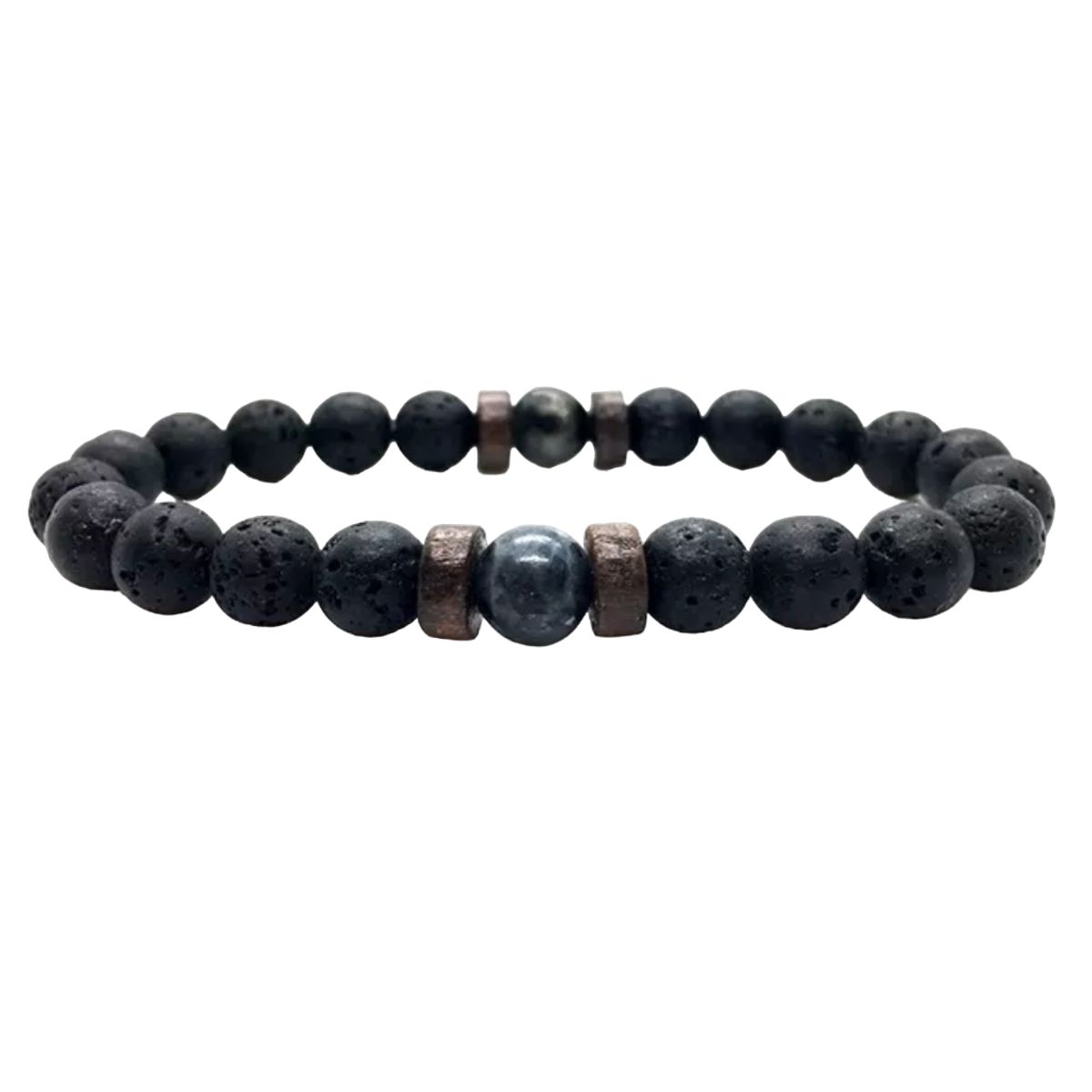 LUXURYJOYAS - Pulsera Lava Volcanica Cuenta De Piedra Lunar Natural