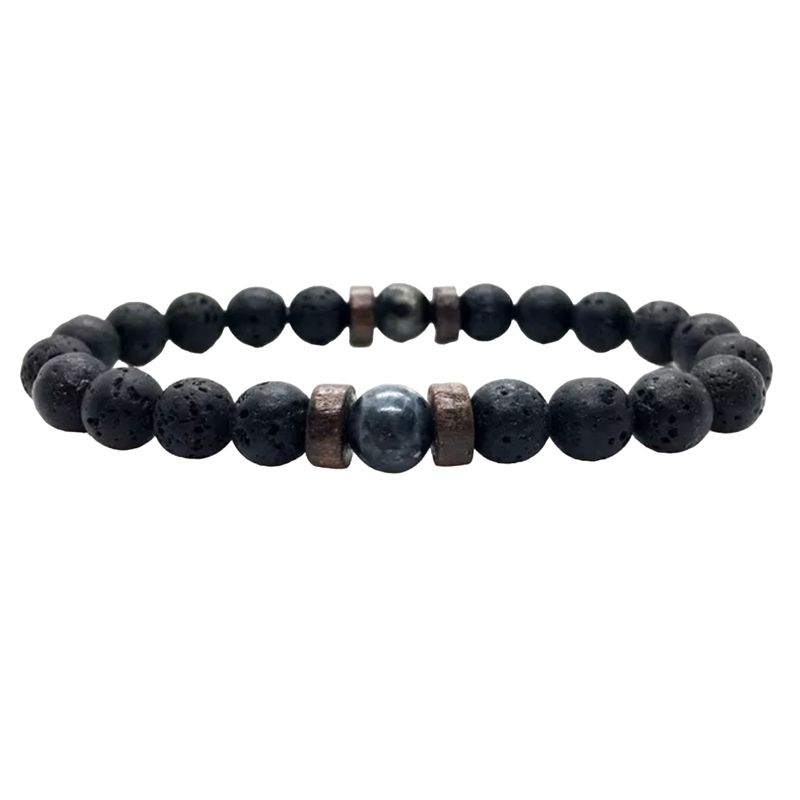 LUXURYJOYAS - Pulsera Lava Volcanica Cuenta De Piedra Lunar Natural