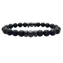 LUXURYJOYAS - Pulsera Lava Volcanica Cuenta De Piedra Lunar Natural