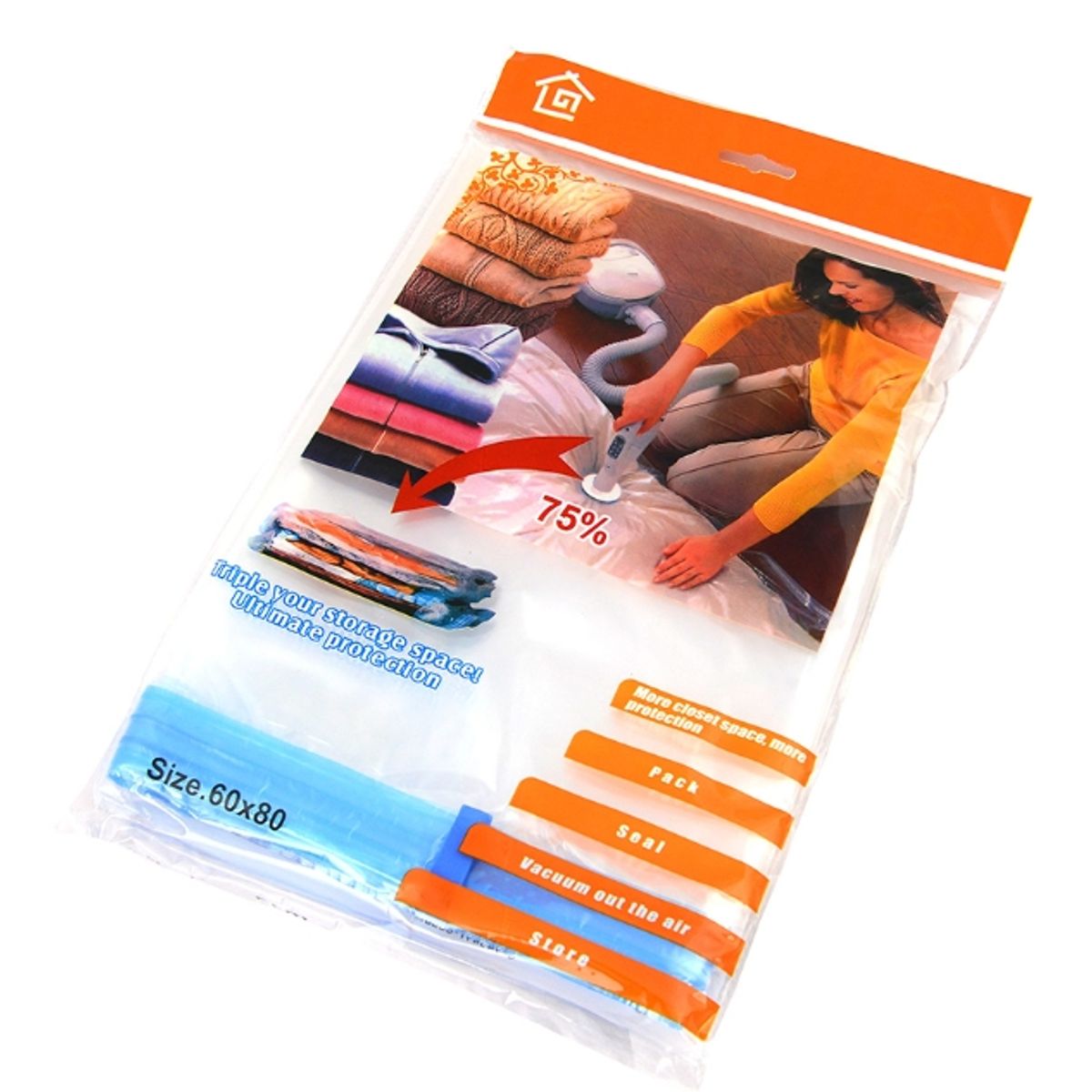 GENERICO - Pack 5 Bolsas De Almacenamiento Al Vacío Para Ahorro De Espacio 60x80