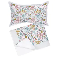 TUYO PRINT - Set Manta polar Almohada 50x30 Fondo Mar