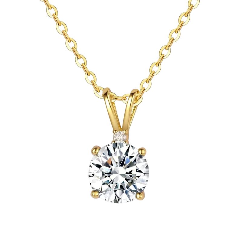 LUXURYJOYAS - Collar Oro 18k Moissanita 8mm Y Diamante de laboratorio 2mm