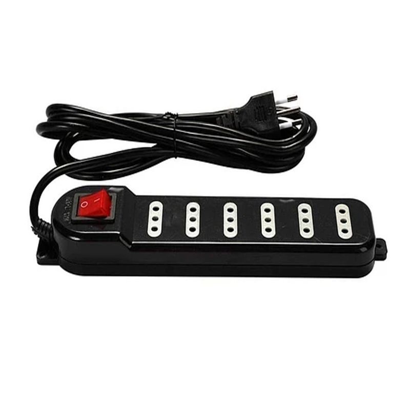 MACROTEL - ALARGADOR 6 TOMAS 3 METROS. SWITCH ON/OF. NEGRO
