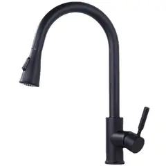 MODERN SPACE - Llave Monomando Para Lavaplatos Profesional Extraible negra