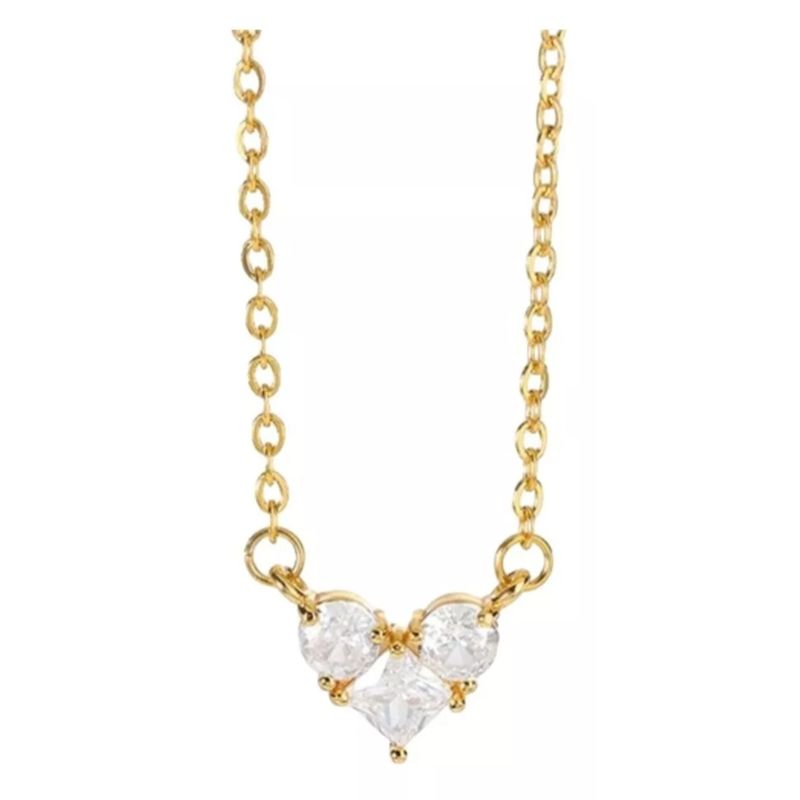 LUXURYJOYAS - Collar Corazón 3 Puntos Luz Cristal Oro 18k