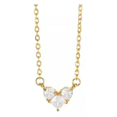 LUXURYJOYAS - Collar Corazón 3 Puntos Luz Cristal Oro 18k