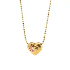 LUXURYJOYAS - Collar Corazón Oro 18k bañado Gemas Juvenil Mujer