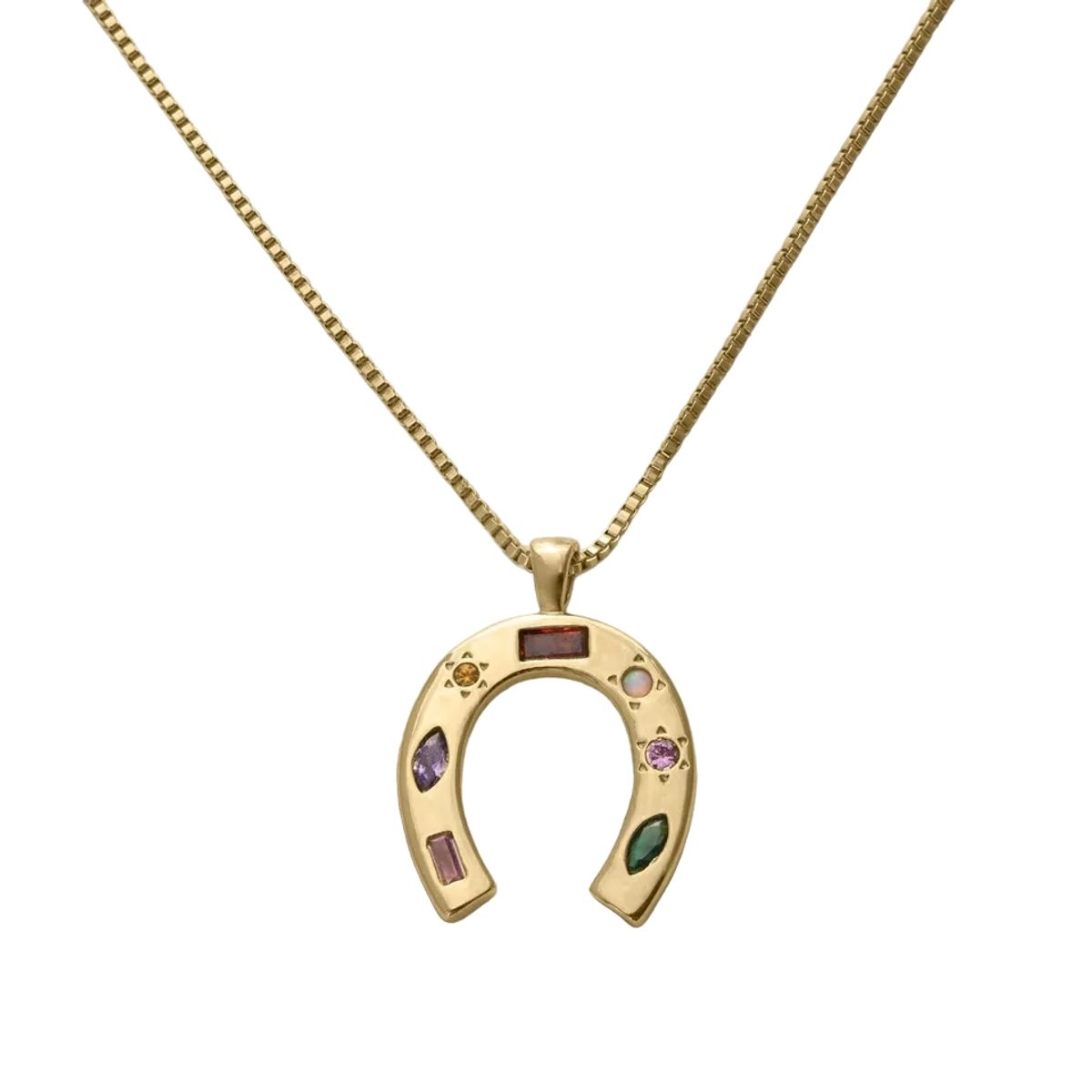 LUXURYJOYAS - Collar Herradura Suerte Oro 18k bañado Gemas Juvenil Mujer