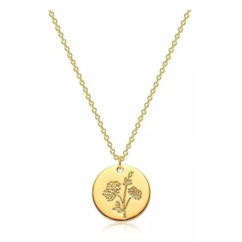 LUXURYJOYAS - Collar Real 18 K Bañado Joyería De Oro Flor de Nacimiento