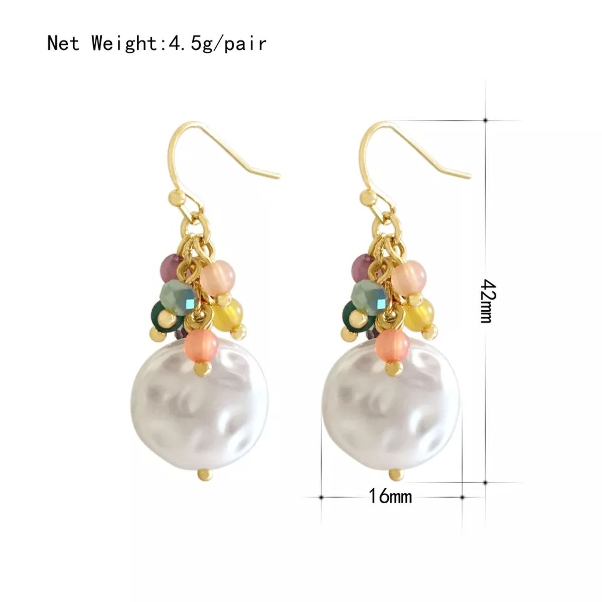 LUXURYJOYAS - Aros Perla De Plata Baño De Oro- Niña Mujer