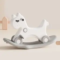 BABYLUNA - Caballo 3 en 1, Balancín, Andador y tabla equilibrio Gris