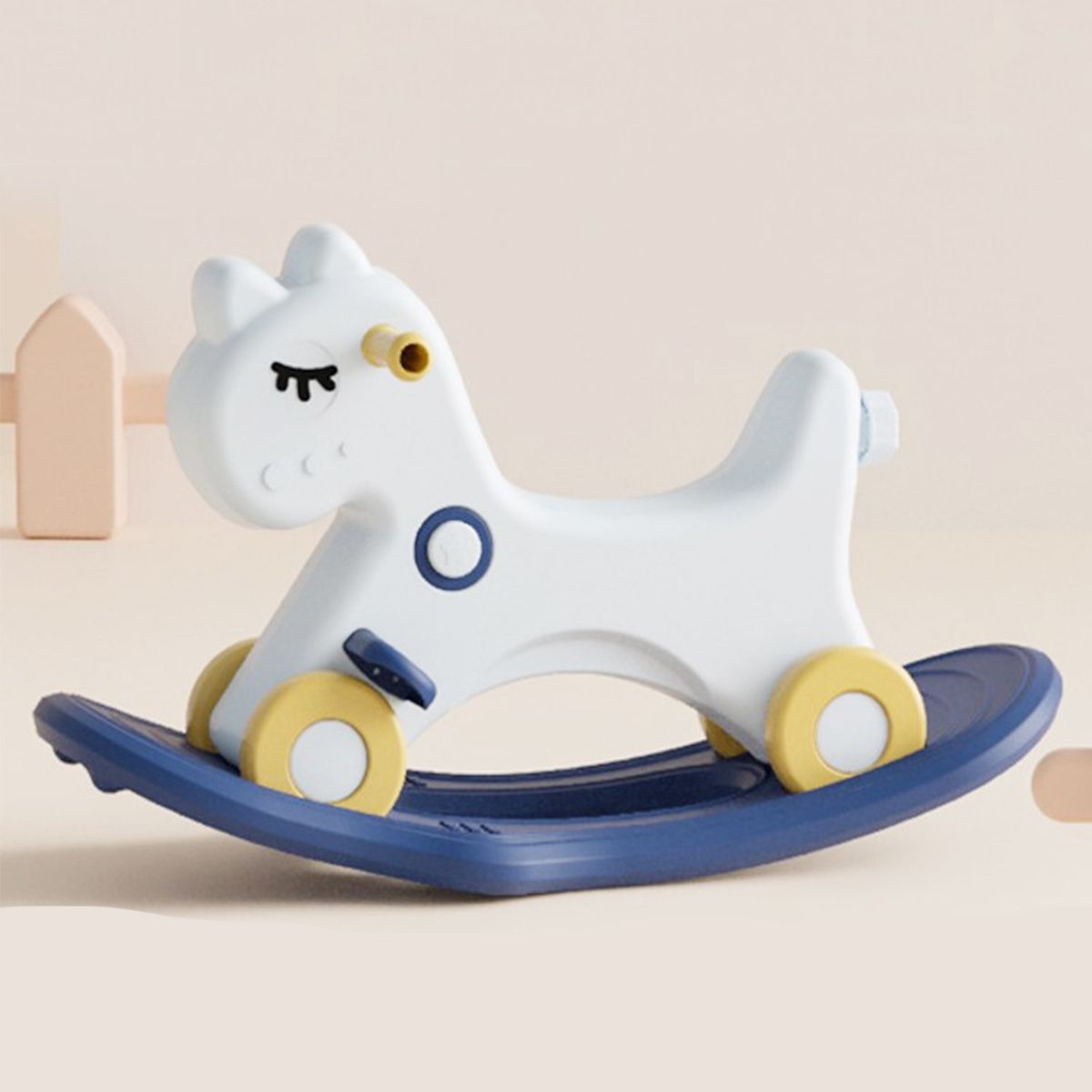 BABYLUNA - Caballo 3 en 1, Balancín, Andador y tabla equilibrio Azul