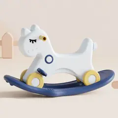 BABYLUNA - Caballo 3 en 1, Balancín, Andador y tabla equilibrio Azul