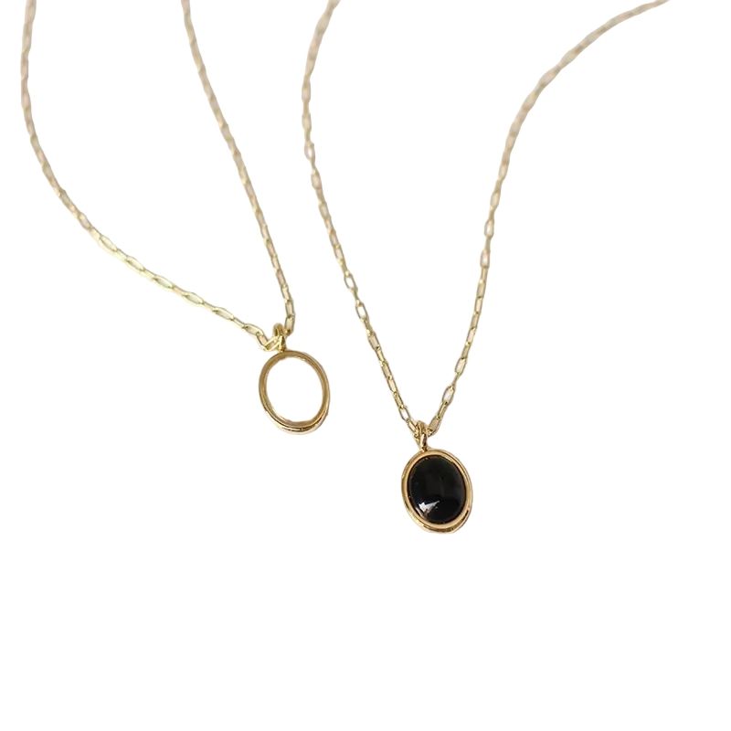 LUXURYJOYAS - Collar Oro 18kt bañado Con Dije De Piedra Pulida Exclusivo