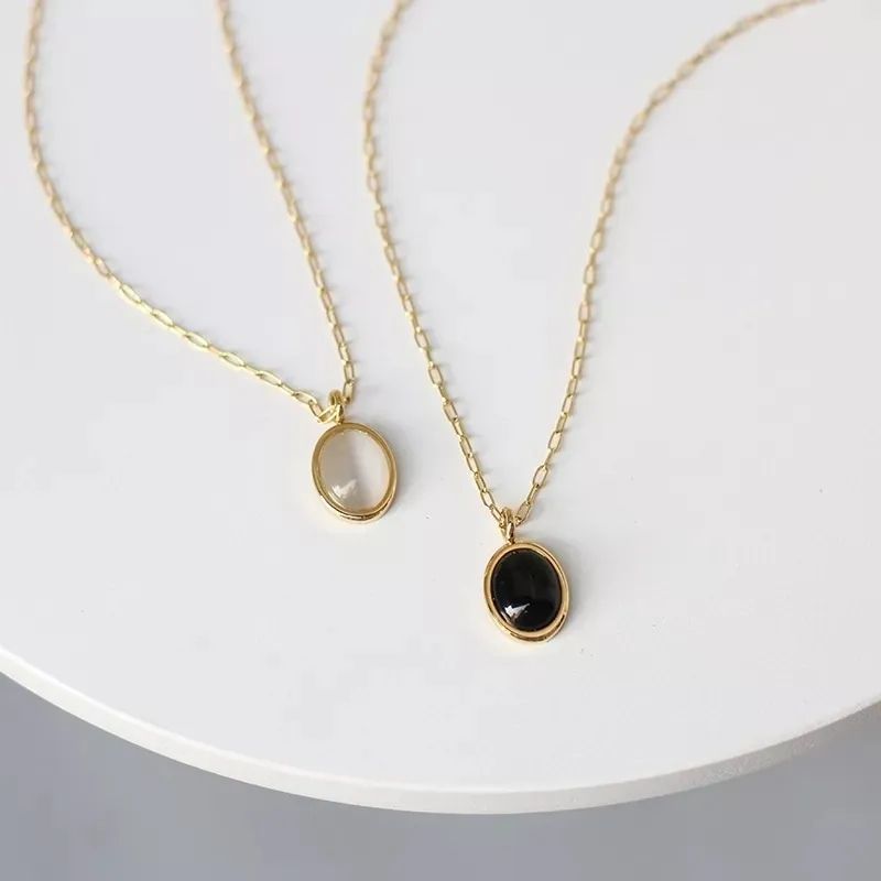 LUXURYJOYAS - Collar Oro 18kt bañado Con Dije De Piedra Pulida Exclusivo