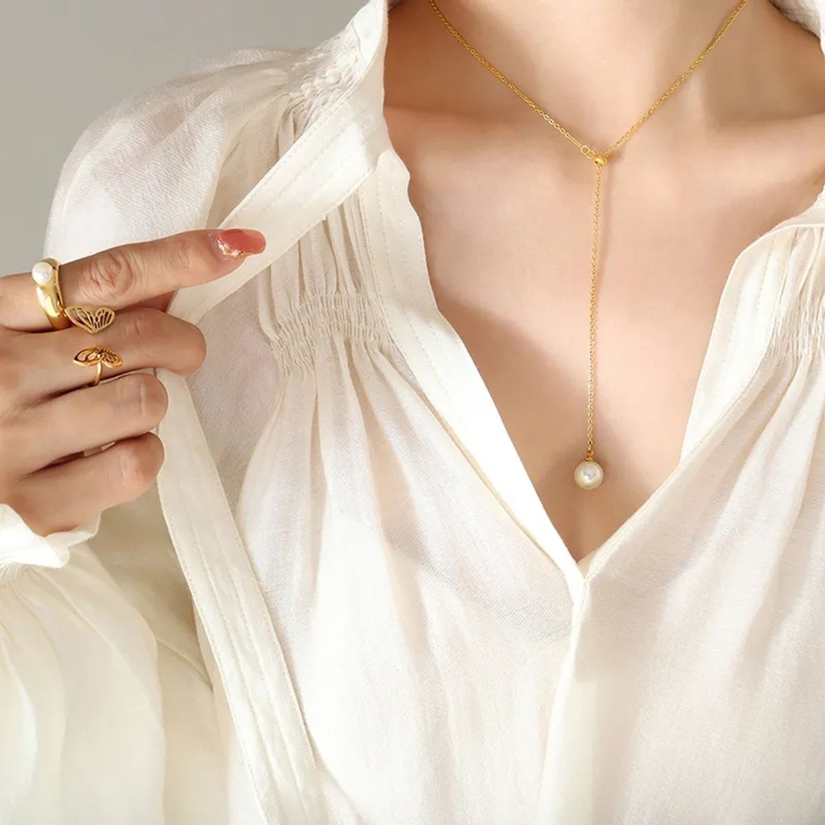 LUXURYJOYAS - Collar Perla Cultivada Oro 18kt Ajustable