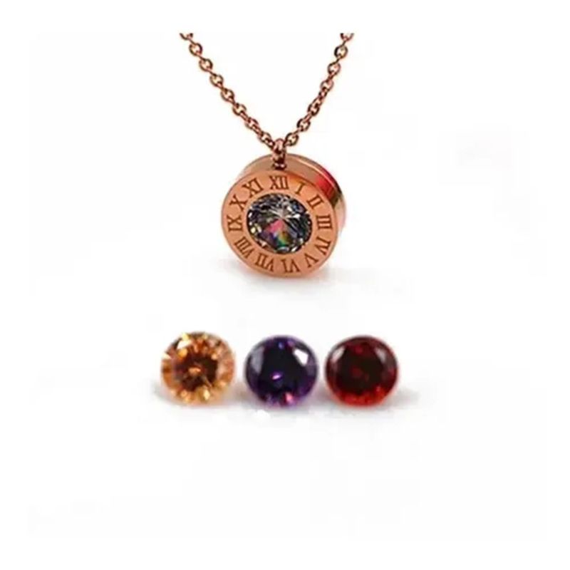 LUXURYJOYAS - Collar Cambio De Circones Baño Oro Rosa 18k Juvenil Mujer