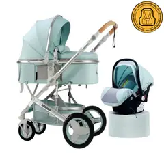 LUBABYCAS - Coche Travel System Con Accesorios Verde Agua