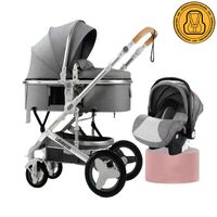 Coche Travel System Con Accesorios Gris