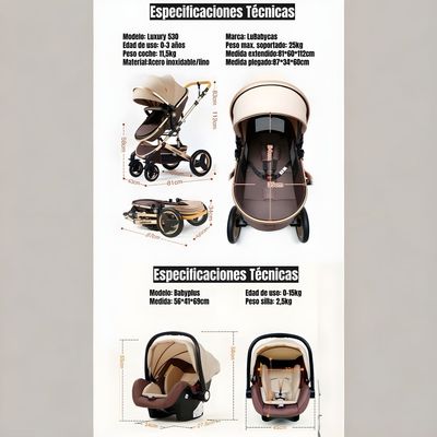 Imagen 2 del producto Coche Travel System Con Accesorios Rosado