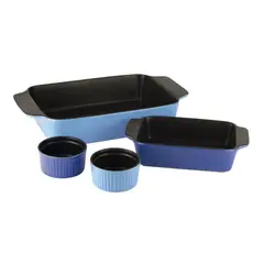 FANTUZZI - Set de horno 2 fuentes + 2 Ramekines Cerámica con Antiadherente Océano