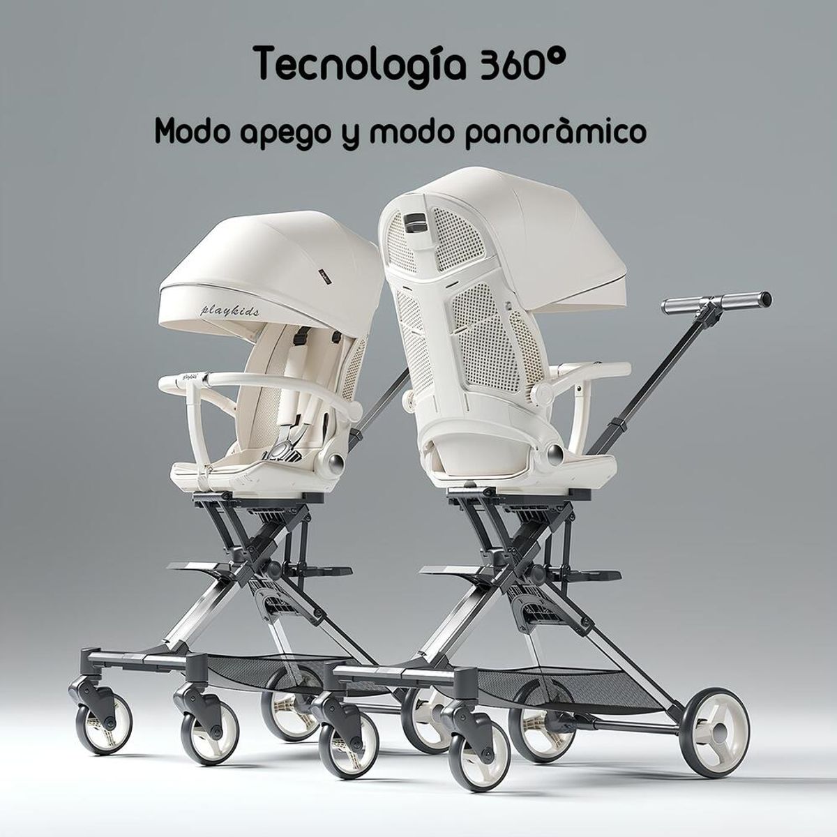 PLAYKIDS - Coche De Paseo 360° Reclinable Playkids Negro Lubabycas