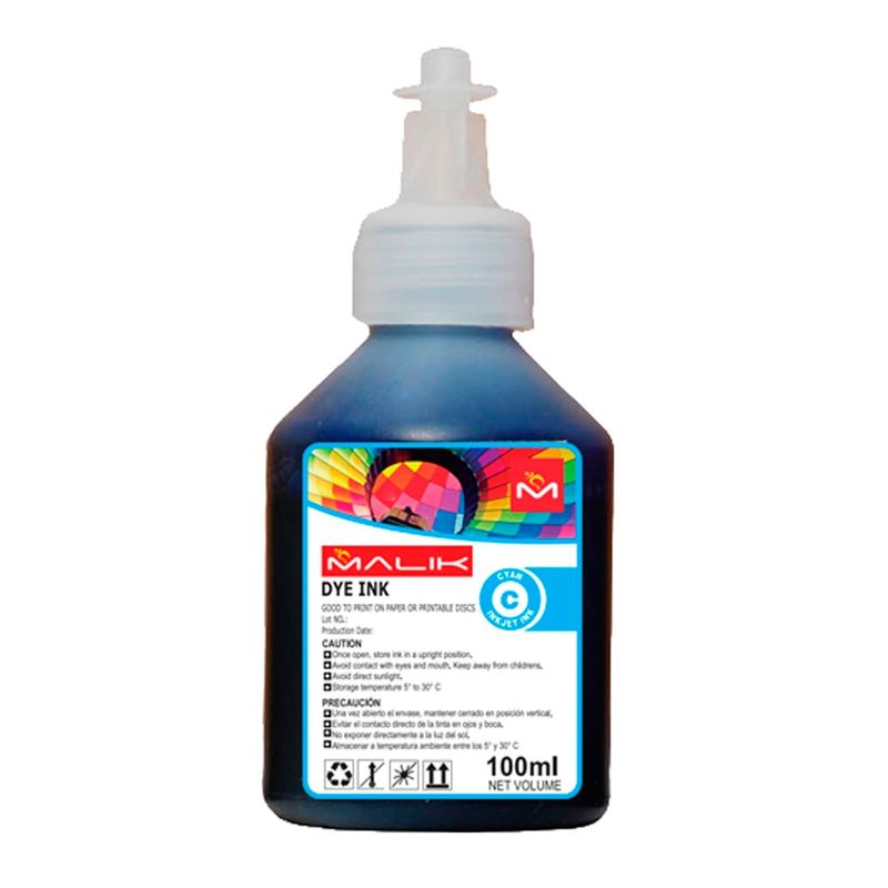 MALIK - Tinta Cyan 100ml compatible Canon Pixma Tinta continua G2100