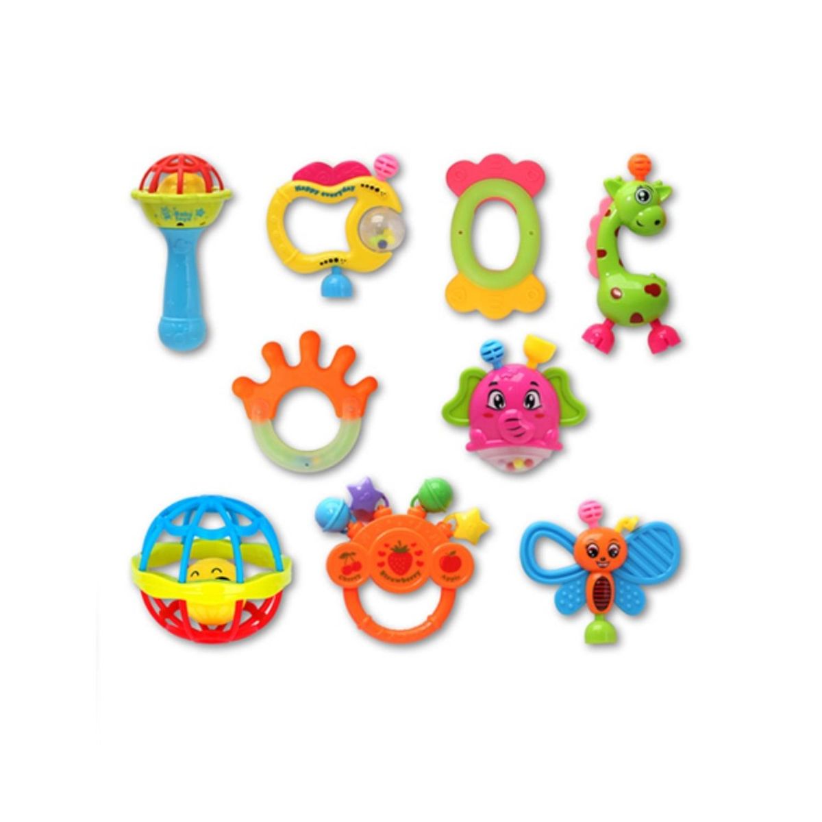 KIVARA - Set Sonajeros Cascabel Mordedor Bebe Rosado 9 Piezas