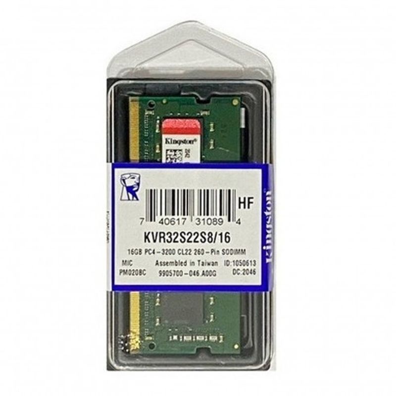 KINGSTON - Memoria Ram Notebook Kingston Sodimm 16GB ddr4 3200Mhz KVR32S22S816