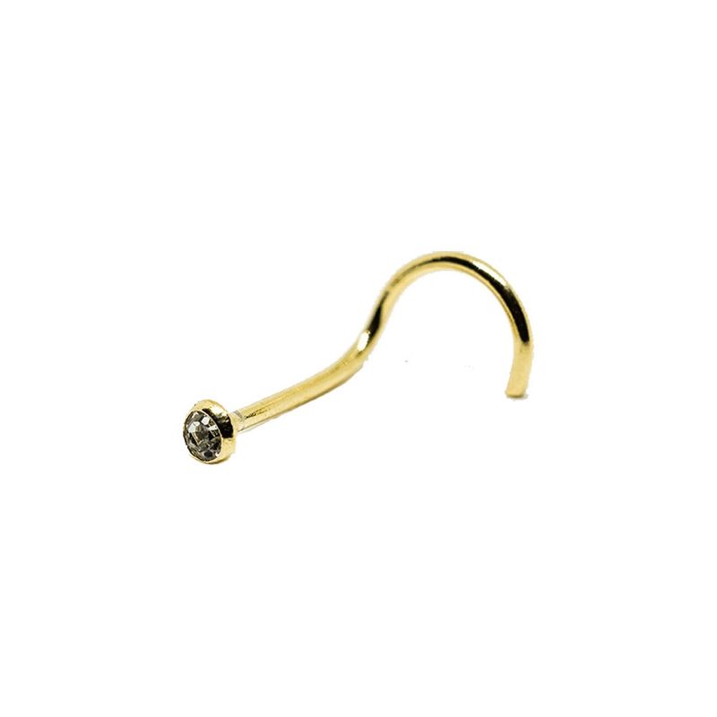 GENERICO - Aros Mujer Piercing Nostril punto de luz transparente Bañado en Oro