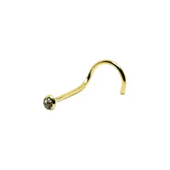 GENERICO - Aros Mujer Piercing Nostril punto de luz transparente Bañado en Oro
