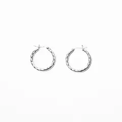 GENERICO - Aros Mujer Argolla Plata inflada 25 mm / 3 mm. Plata Philippa Joyas